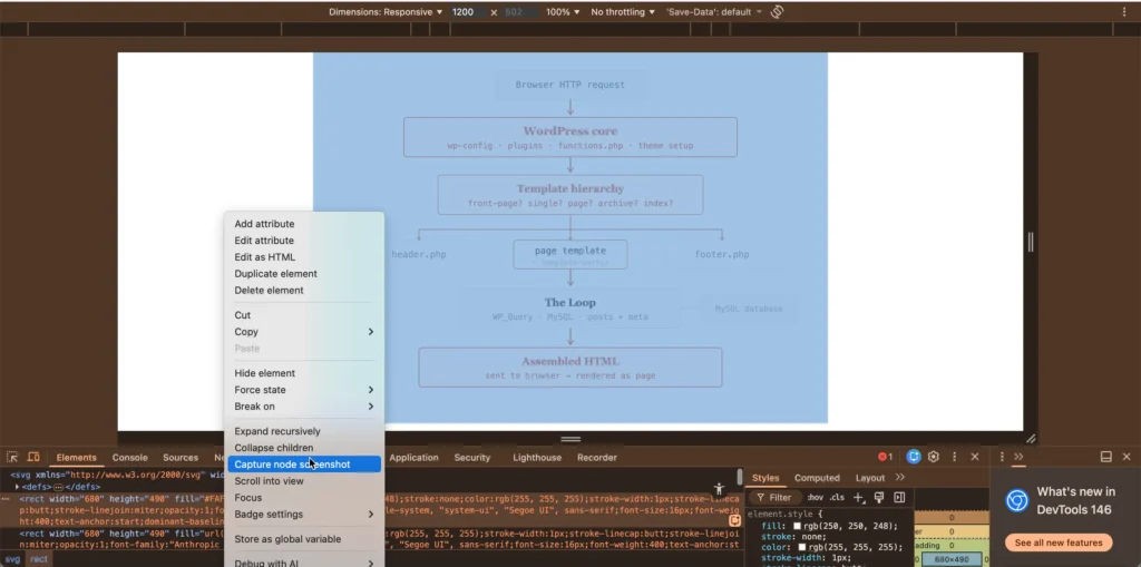 How to screenshot a node in Chrome browser Dev Tools